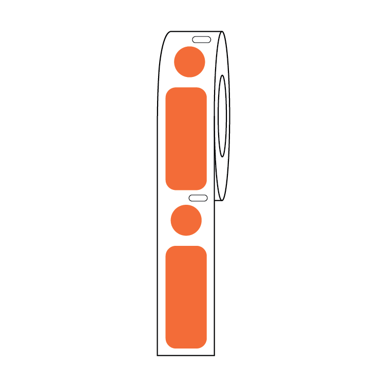 Globe Scientific Label/Dot Combo Roll, Cryo, Direct Thermal, 33x13mm & 9.5mm Dot, for 2.0mL Tubes, Orange 